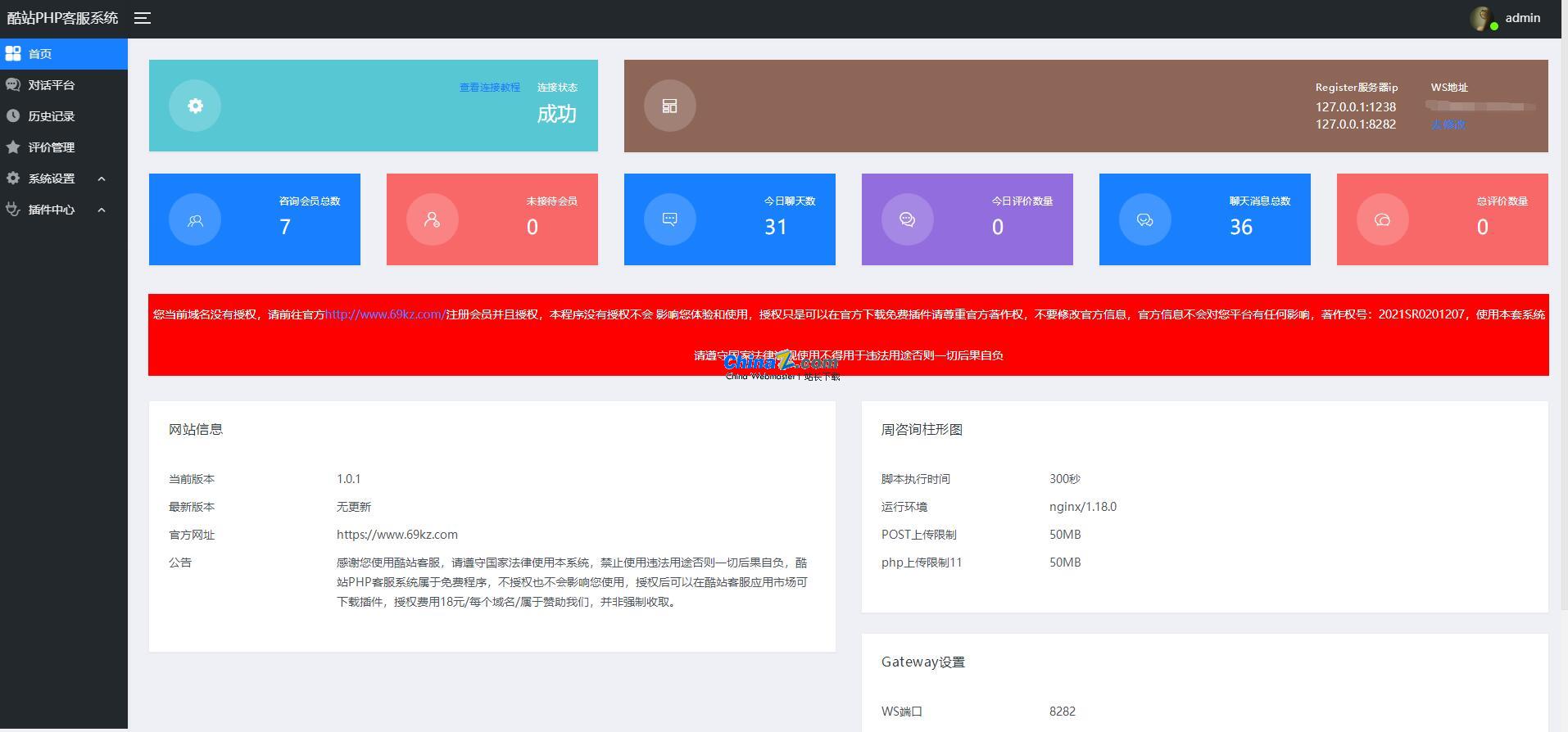 酷站PHP客服在线交流咨询系统 v1.0.9插图