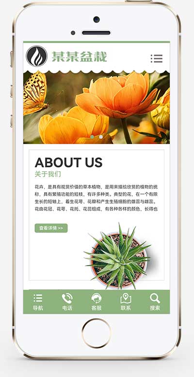 (自适应手机端)响应式绿植花卉盆栽pbootcms网站模板 办公室盆栽租赁网站源码下载