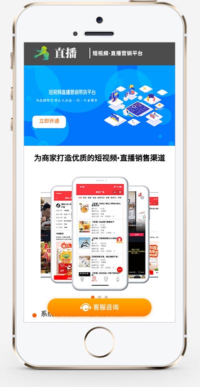 (自适应手机版)短视频直播带货单页面织梦模板插图